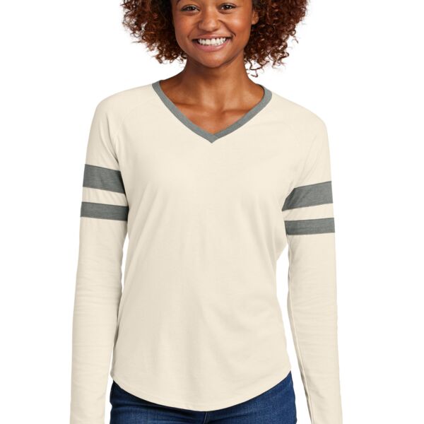 Women's Halftime Stripe Long Sleeve V Neck Tee Thumbnail