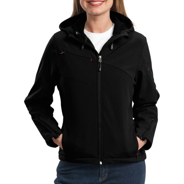 Ladies Textured Hooded Soft Shell Jacket Thumbnail